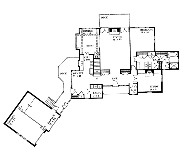 House Design - Tudor Floor Plan - Main Floor Plan #1016-16