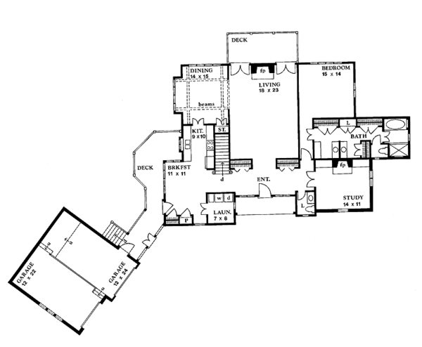 Home Plan - Tudor Floor Plan - Main Floor Plan #1016-16