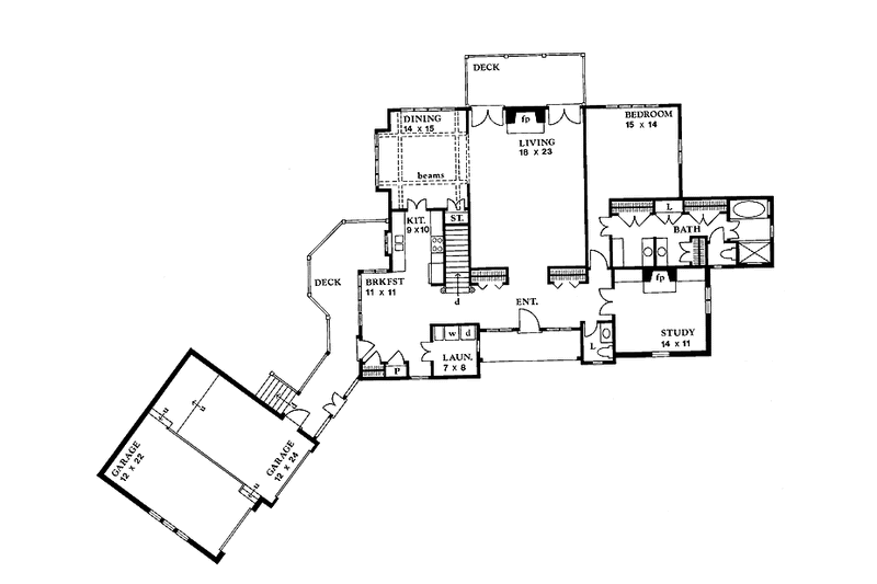 Home Plan - Floor Plan - Main Floor for Tudor House Plan #1016-16 - 3 bed, 2.5 bath
