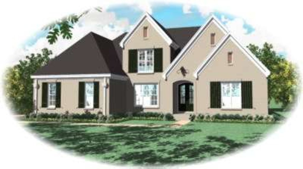 Exterior - Front Elevation 2 for European House Plan #81-1262 - 4 bed, 3.5 bath