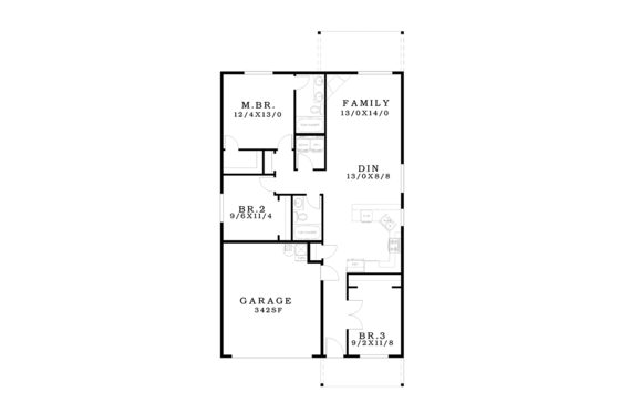 Floor Plan - Main Floor for Ranch House Plan #943-46 - 3 bed, 2 bath