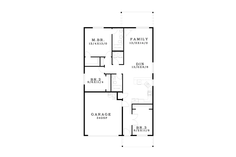 House Design - Floor Plan - Main Floor for Ranch House Plan #943-46 - 3 bed, 2 bath