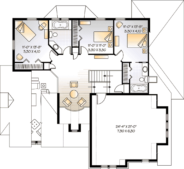 European Floor Plan - Upper Floor Plan #23-408