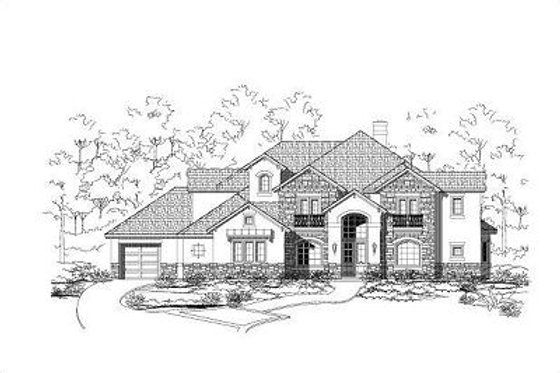 Exterior - Front Elevation for European House Plan #411-665 - 4 bed, 4.5 bath