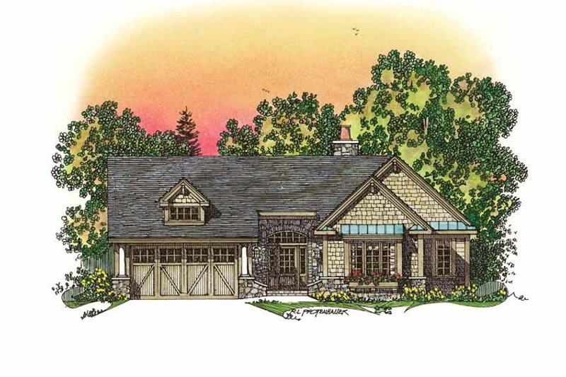House Blueprint - Exterior - Front Elevation 3 for Craftsman House Plan #1016-75 - 3 bed, 2.5 bath