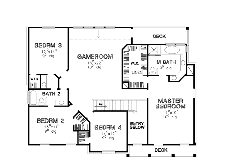Dream House Plan - Floor Plan - Upper Floor for Country House Plan #472-341 - 5 bed, 3 bath