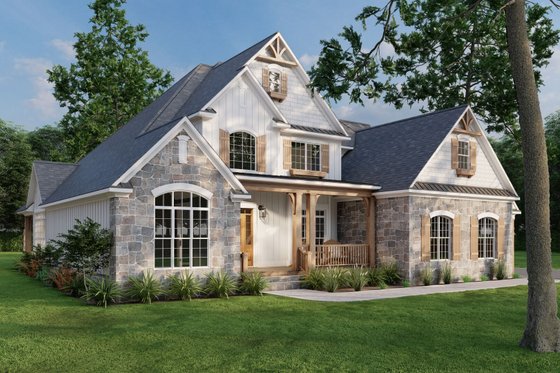 Exterior - Front Elevation 3 for Craftsman House Plan #17-2531 - 4 bed, 3 bath
