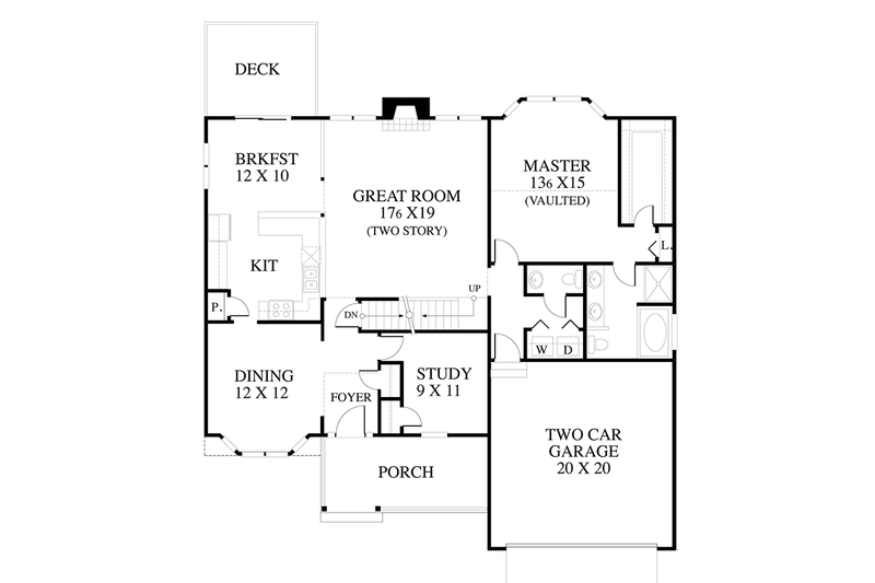 House Plan Design - Floor Plan - Main Floor for Country House Plan #1053-60 - 3 bed, 2.5 bath