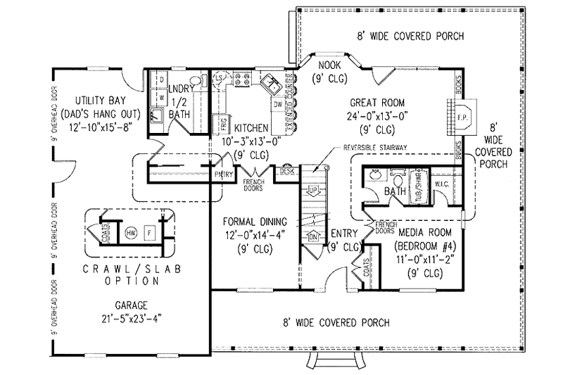 House Plan Design - Floor Plan - Main Floor for Country House Plan #11-251 - 4 bed, 3 bath