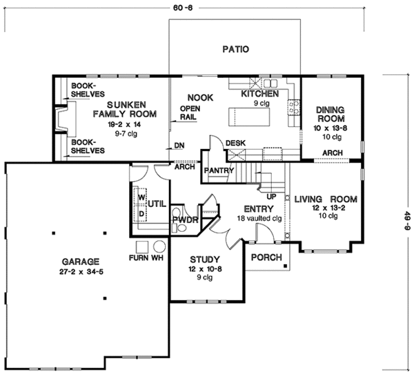 House Blueprint - Traditional Floor Plan - Main Floor Plan #966-33