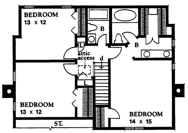 Architectural House Design - Country Floor Plan - Upper Floor Plan #1016-48