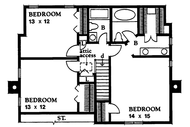 Home Plan - Floor Plan - Upper Floor for Country House Plan #1016-48 - 3 bed, 2.5 bath