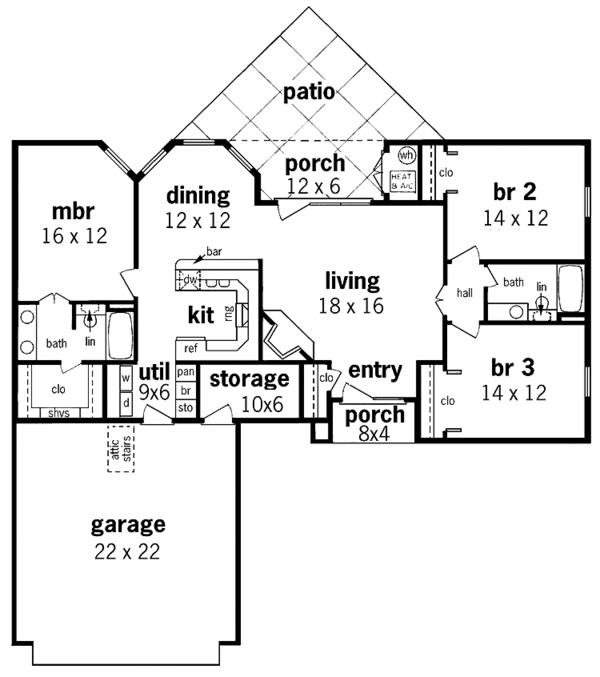 Home Plan - Traditional Floor Plan - Main Floor Plan #45-406