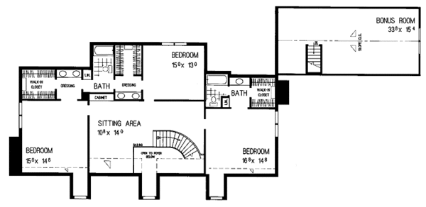 Home Plan - Classical Floor Plan - Upper Floor Plan #72-972