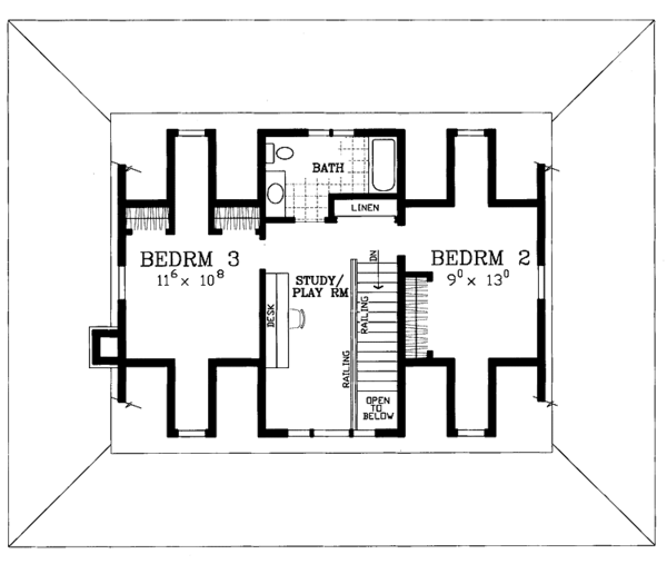 Architectural House Design - Victorian Floor Plan - Upper Floor Plan #72-1131