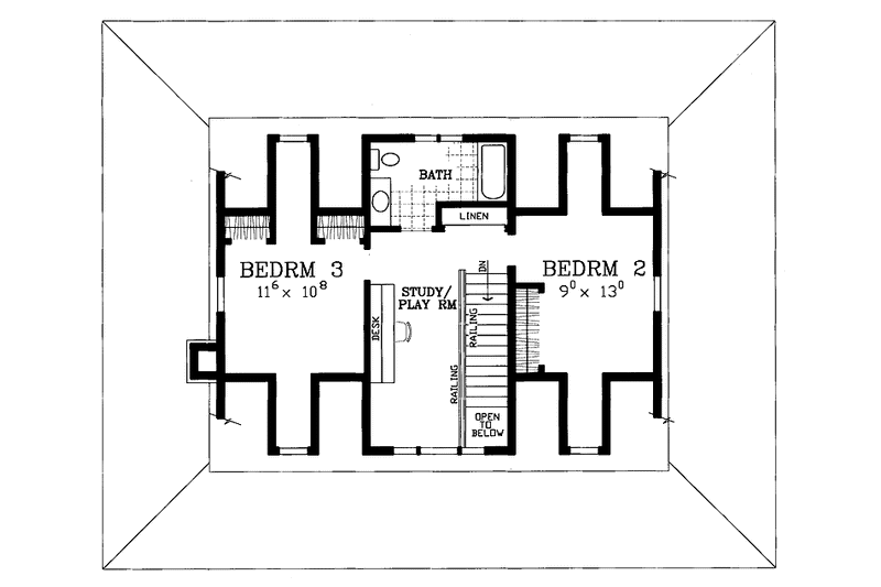 House Plan Design - Floor Plan - Upper Floor for Victorian House Plan #72-1131 - 3 bed, 2 bath