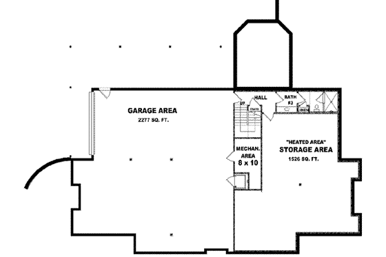 Floor Plan - Lower Floor for Colonial House Plan #81-651 - 2 bed, 3.5 bath