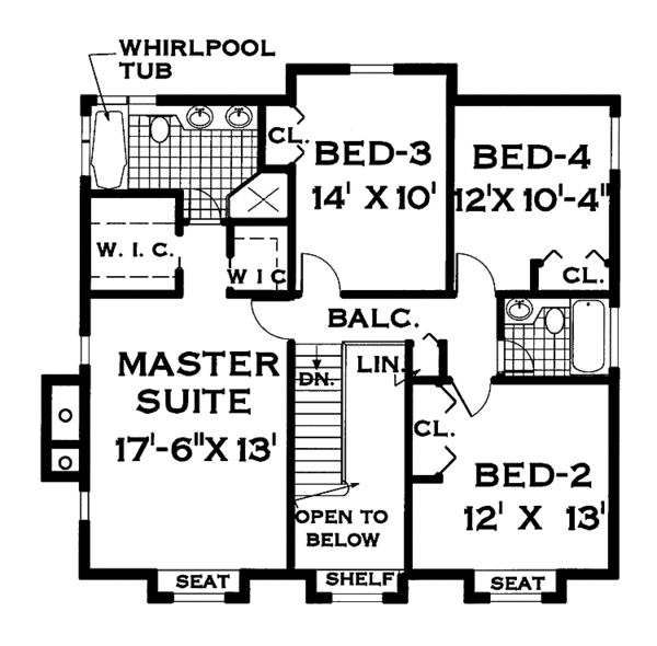 Country Floor Plan - Upper Floor Plan #3-249