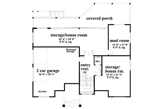 Floor Plan - Lower Floor for European House Plan #930-126 - 3 bed, 4 bath