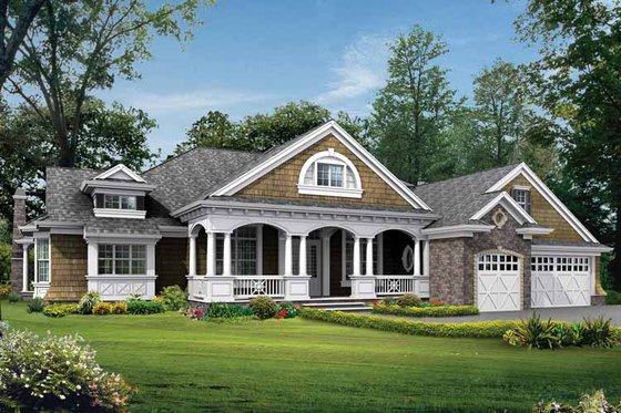 Exterior - Front Elevation 3 for Craftsman House Plan #132-278 - 4 bed, 3 bath