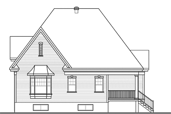 Exterior - Rear Elevation for European House Plan #23-2541 - 3 bed, 2 bath