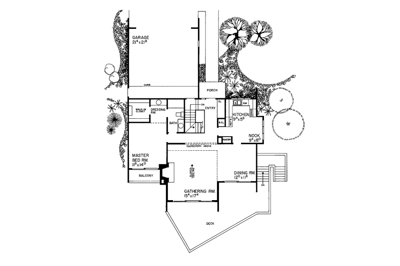 Home Plan - Floor Plan - Main Floor for Contemporary House Plan #72-634 - 3 bed, 2 bath