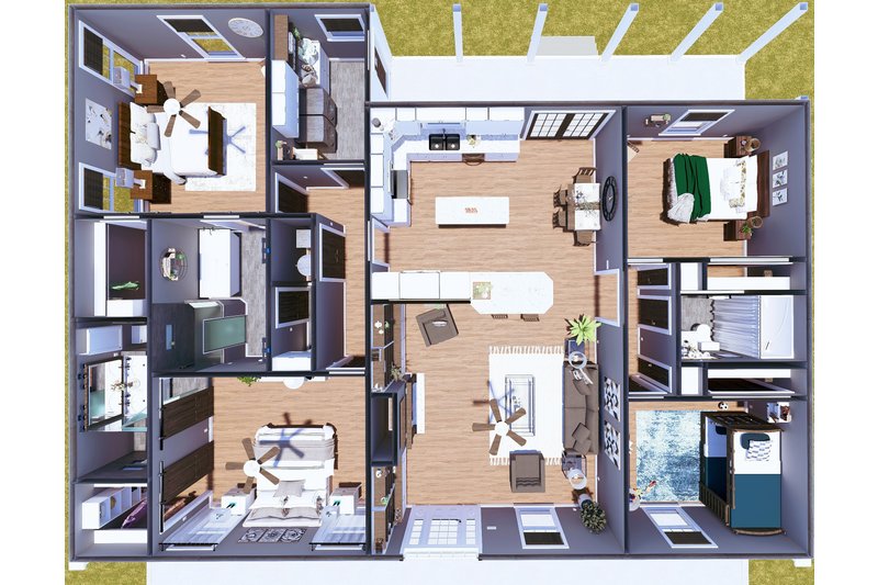 Architectural House Design - Floor Plan - Main Floor 1 for Farmhouse House Plan #44-248 - 4 bed, 3 bath