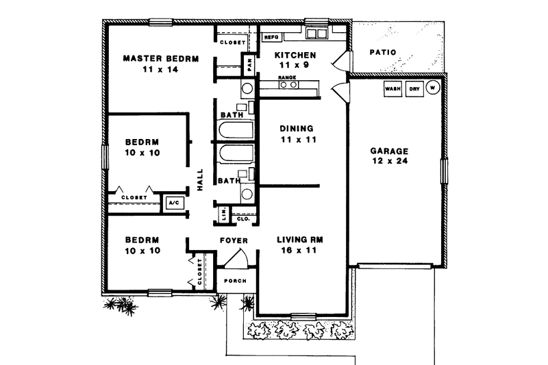 Home Plan - Floor Plan - Main Floor for Colonial House Plan #14-262 - 3 bed, 2 bath