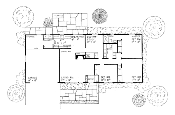 House Blueprint - Ranch Floor Plan - Main Floor Plan #72-493