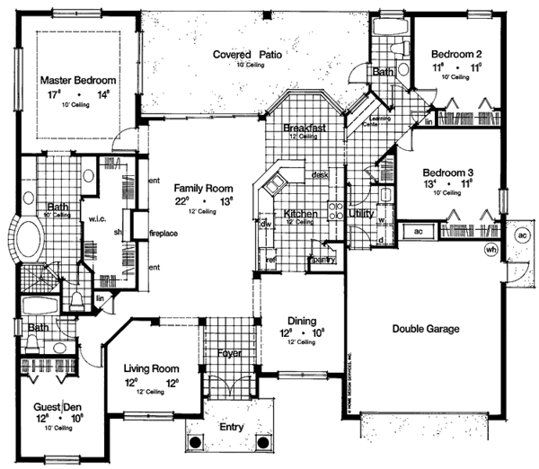 House Plan Design - Mediterranean Floor Plan - Main Floor Plan #417-717