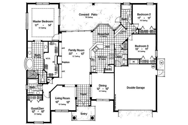 Home Plan - Floor Plan - Main Floor for Mediterranean House Plan #417-717 - 3 bed, 3 bath