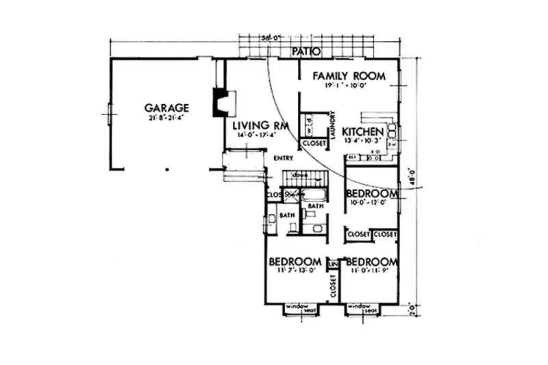 Dream House Plan - Floor Plan - Main Floor for Prairie House Plan #320-1394 - 3 bed, 2 bath