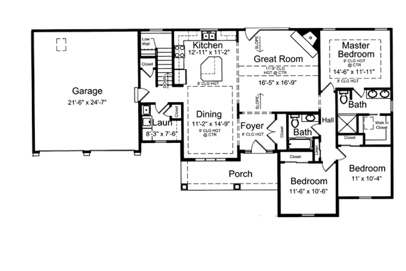 Home Plan - Floor Plan - Main Floor for Craftsman House Plan #46-840 - 3 bed, 2 bath