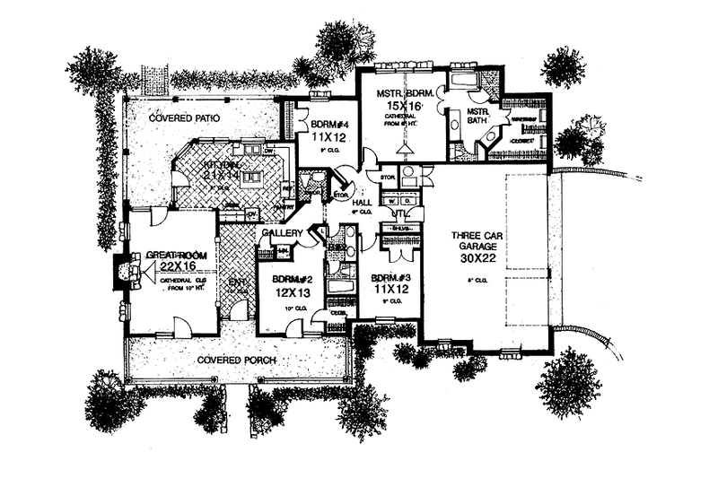 Dream House Plan - Floor Plan - Main Floor for Country House Plan #310-1118 - 4 bed, 2.5 bath