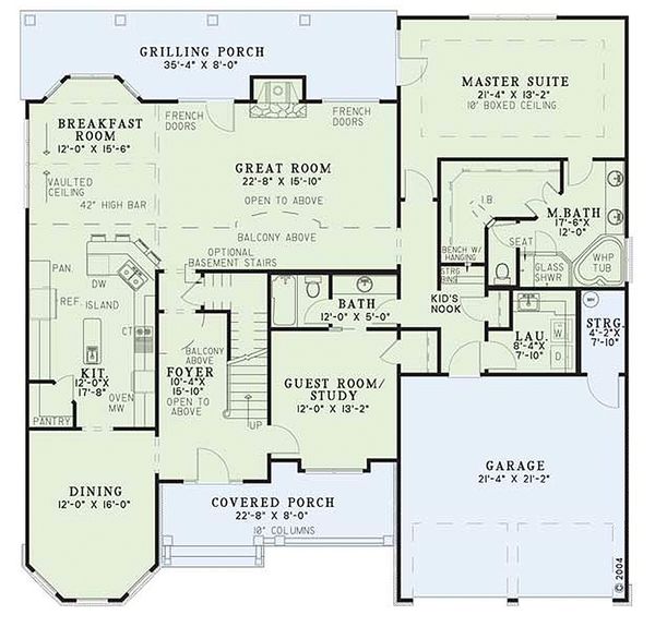 House Plan Design - Craftsman Floor Plan - Main Floor Plan #17-2135