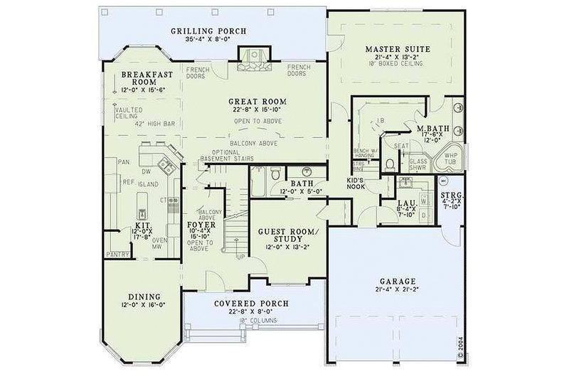 Architectural House Design - Floor Plan - Main Floor for Craftsman House Plan #17-2135 - 4 bed, 3 bath