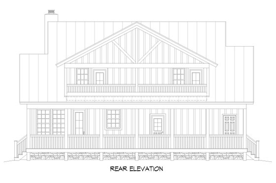 Exterior - Rear Elevation for Southern House Plan #932-811 - 2 bed, 3 bath