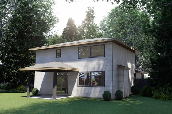 Exterior - Rear Elevation for Prairie House Plan #53-734 - 5 bed, 2.5 bath