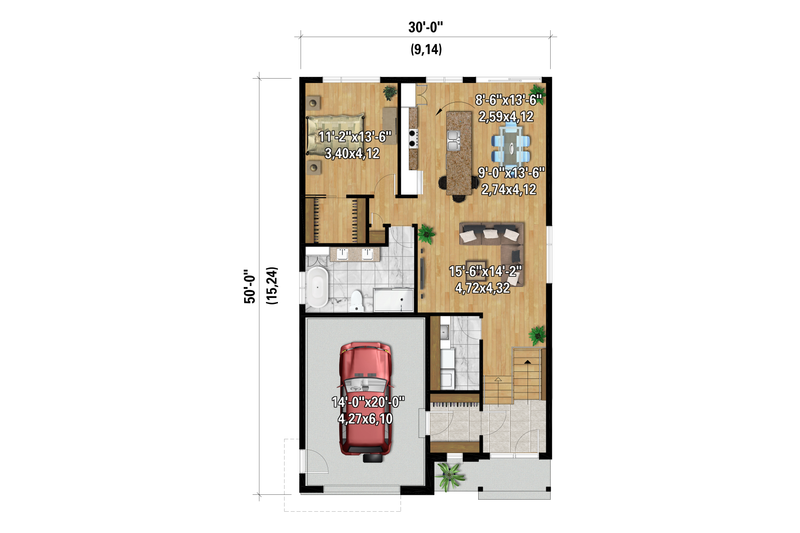 Architectural House Design - Floor Plan - Main Floor 1 for Modern House Plan #25-5046 - 3 bed, 2 bath