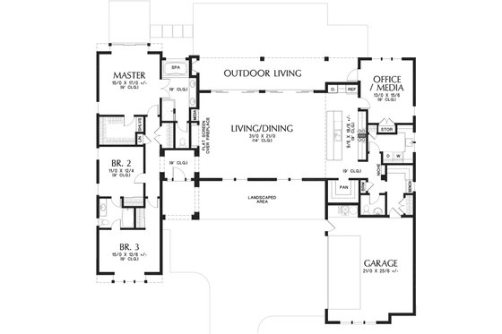 Floor Plan - Main Floor for Contemporary House Plan #48-958 - 3 bed, 2.5 bath