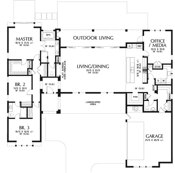 House Blueprint - Contemporary Floor Plan - Main Floor Plan #48-958