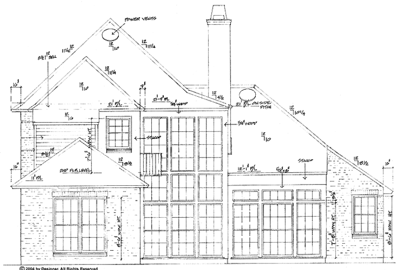 Dream House Plan - Exterior - Rear Elevation for European House Plan #301-136 - 4 bed, 4 bath
