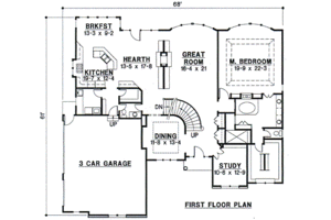 Floor Plan - Main Floor for European House Plan #67-700 - 4 bed, 3.5 bath