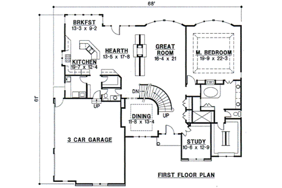 Floor Plan - Main Floor for European House Plan #67-700 - 4 bed, 3.5 bath