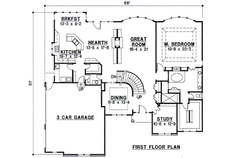 European Style House Plan - 4 Beds 3.5 Baths 3792 Sq Ft Plan #67-700 