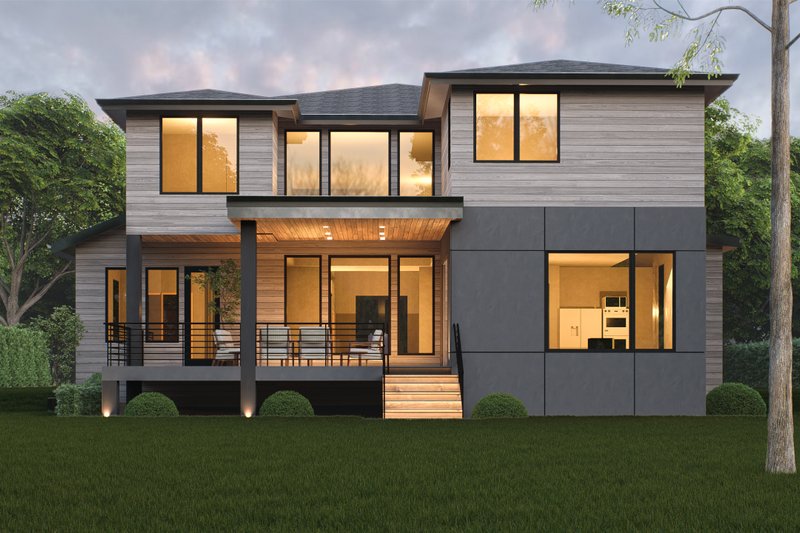 House Design - Exterior - Rear Elevation for Modern House Plan #1066-315 - 5 bed, 4.5 bath