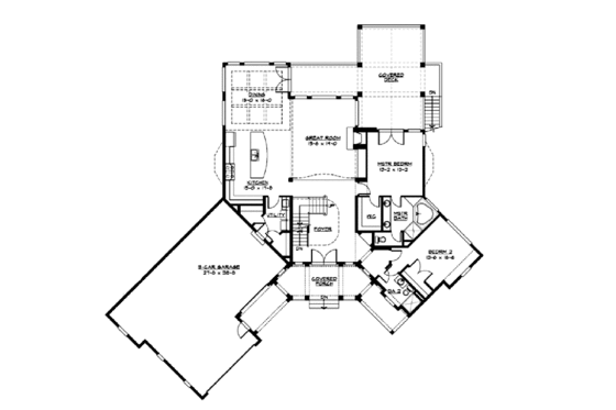 Floor Plan - Main Floor for Craftsman House Plan #132-229 - 5 bed, 5 bath