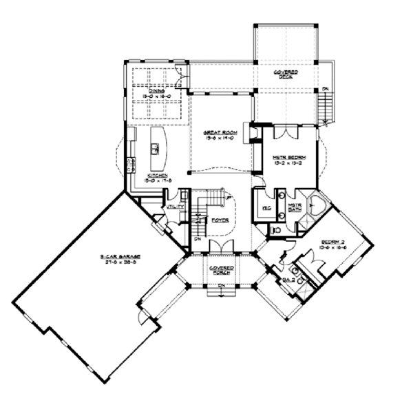 House Design - Craftsman Floor Plan - Main Floor Plan #132-229