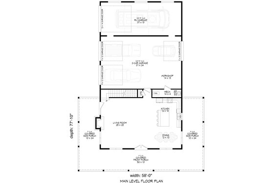 Floor Plan - Main Floor for Barndominium House Plan #932-1405 - 3 bed, 2 bath