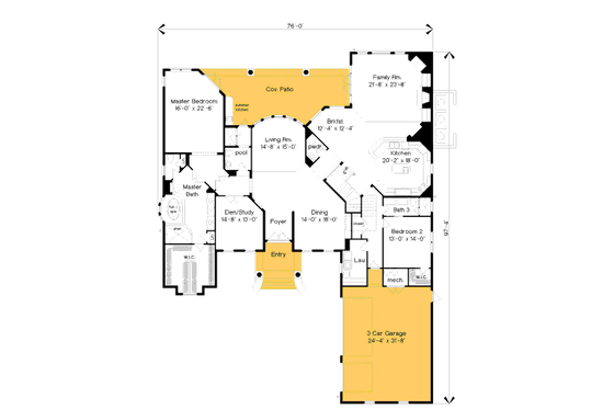 Floor Plan - Main Floor for Classical House Plan #135-210 - 6 bed, 6.5 bath